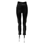 Black Lace Details High Waist Skinny Pants