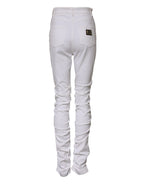 White Tattered Cotton High Waist Denim Jeans