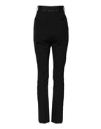 Black Wool High Waist Skinny Pants