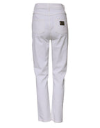 White Cotton High Waist Straight Denim Jeans