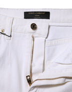 White Cotton High Waist Straight Denim Jeans