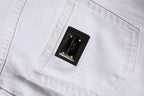 White Cotton High Waist Straight Denim Jeans