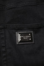 Black Cotton High Waist Skinny Denim Jeans