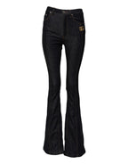 Black Cotton Mid Waist Bootcut Denim Jeans
