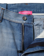 Blue Cotton High Waist Flared Denim Jeans