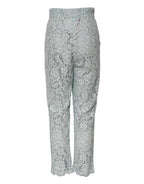 Mint Green Cotton Floral Lace Trousers Pants