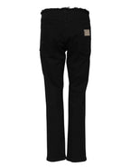 Black Cotton Mid Waist Flared Denim Jeans