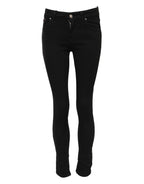 Black Cotton Skinny Mid Waist Denim Jeans