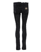 Black Cotton Tattered Skinny Denim Jeans