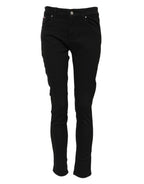 Black Cotton Skinny Mid Waist Denim Jeans