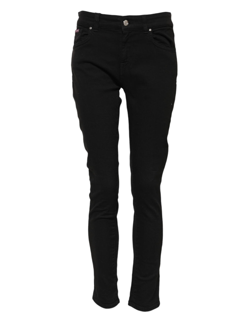 Black Cotton Skinny Mid Waist Denim Jeans