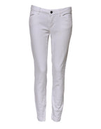 White Cotton Low Waist Skinny Denim Jeans