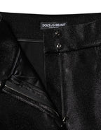 Black Cotton Stretch Lurex Thread Skinny Pants