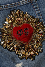 Blue Cotton Boyfriend Tattered Denim Jeans