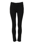 Black Cotton Skinny Mid Waist Denim Jeans