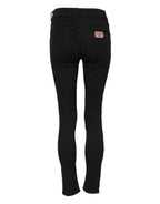 Black Cotton Skinny Mid Waist Denim Jeans