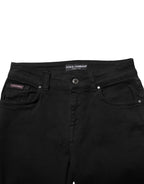 Black Cotton Logo Skinny Mid Waist Denim Jeans
