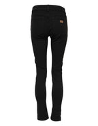 Black Cotton Skinny Mid Waist Denim Jeans