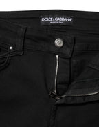 Black Cotton Skinny Mid Waist Denim Jeans