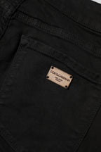 Black Cotton Skinny Mid Waist Denim Jeans