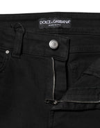 Black Cotton Skinny Mid Waist Denim Jeans