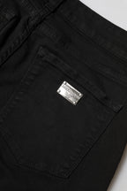 Black Cotton Logo Skinny Mid Waist Denim Jeans