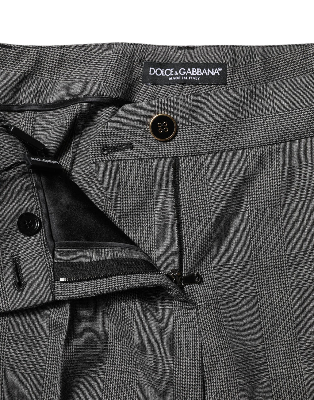 Gray Checkered High Waist Flared Pants