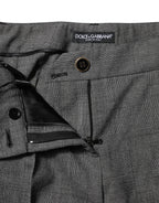 Gray Checkered High Waist Flared Pants