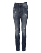 Blue Cotton HighWaist Skinny Denim Jeans