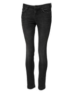 Black Cotton Low Waist Skinny Denim Jeans
