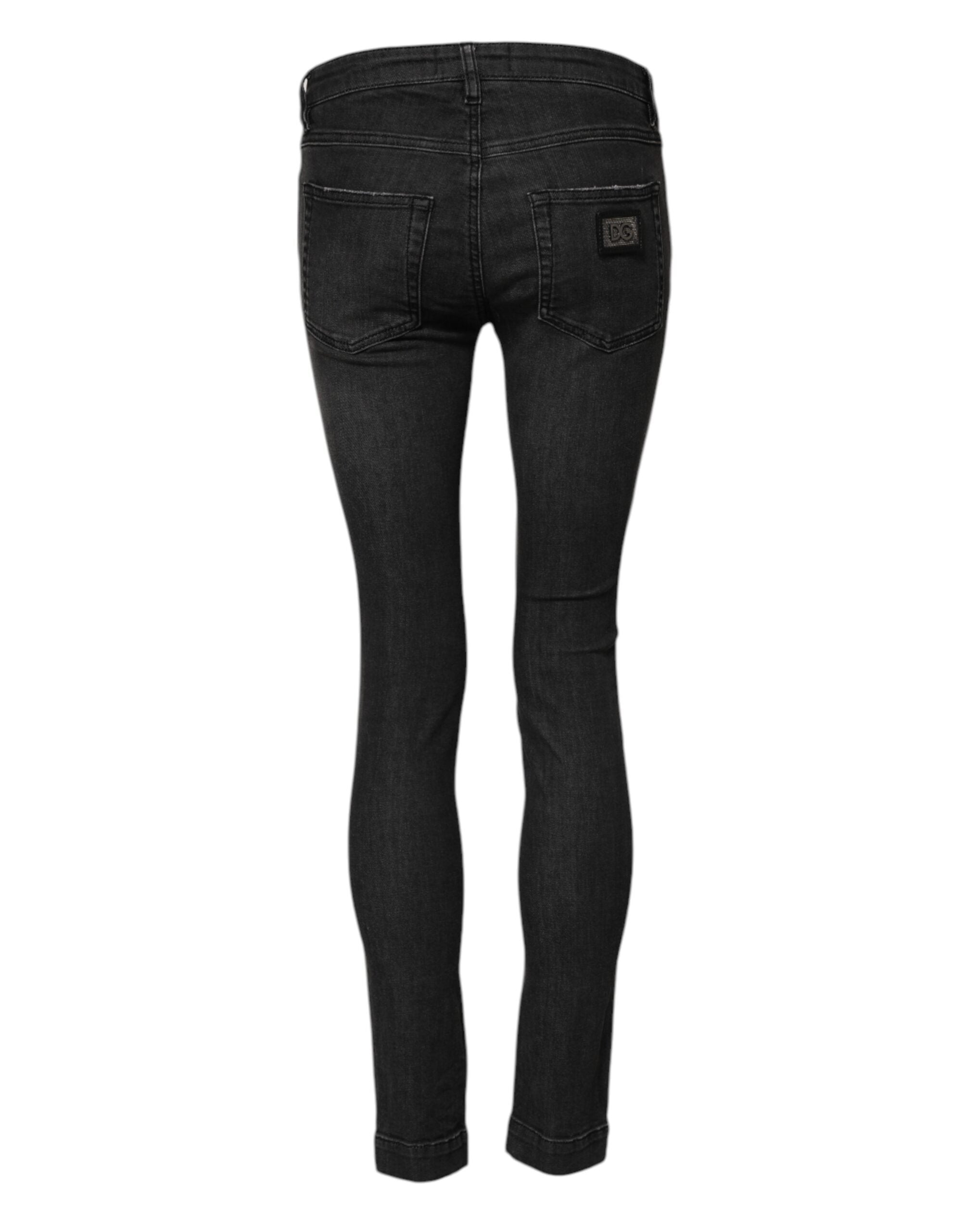 Black Cotton Low Waist Skinny Denim Jeans