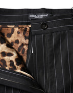 Black Stripes High Waist Tapered Pants