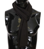 Dark Gray Virgin Wool Striped Pattern Wrap Scarf