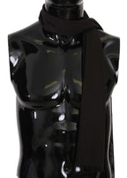 Dark Gray Virgin Wool Striped Pattern Wrap Scarf