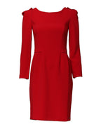 Red Above Knee Long Sleeves Sheath Dress