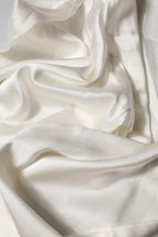 Ivory Silk Tapered High Waist Pants