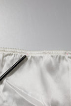 Ivory Silk Tapered High Waist Pants