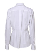 White Cotton Long Sleeves Collared Shirt Top