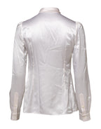 White Ascot Collar Long Sleeve Blouse Top