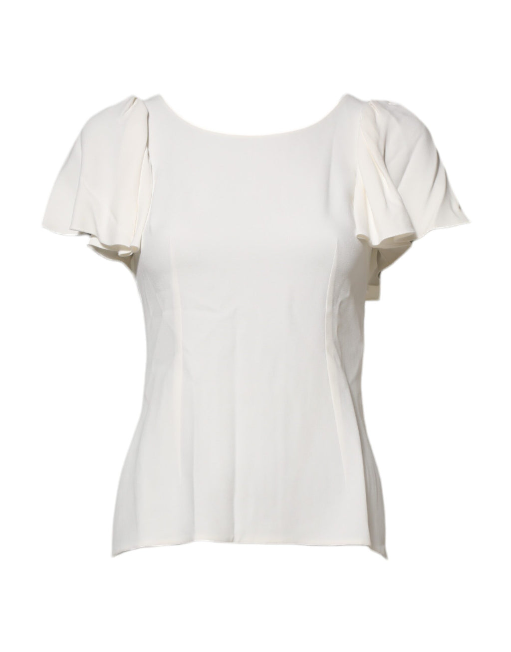 White Round Neck Short Sleeves Blouse Top