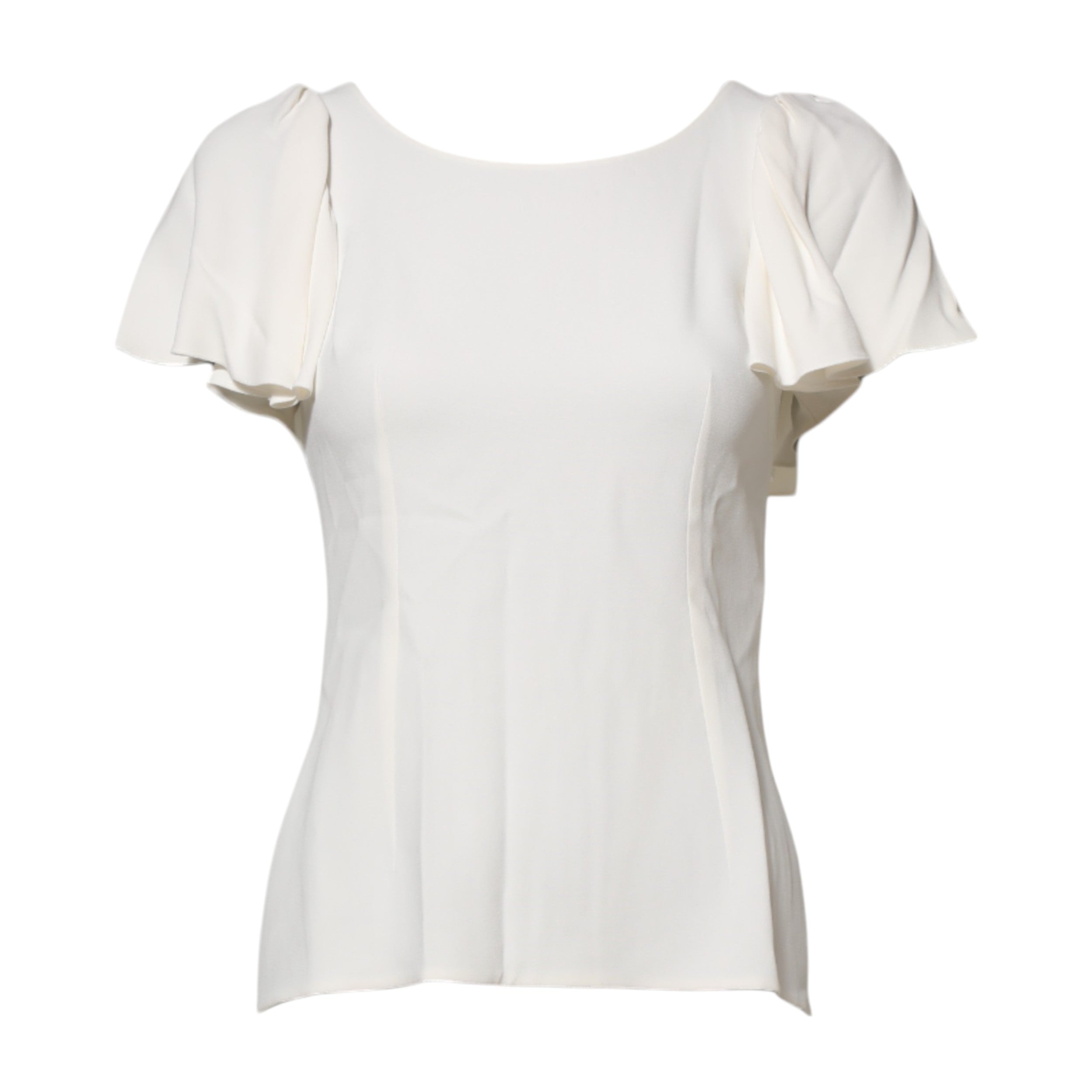 White Round Neck Short Sleeves Blouse Top