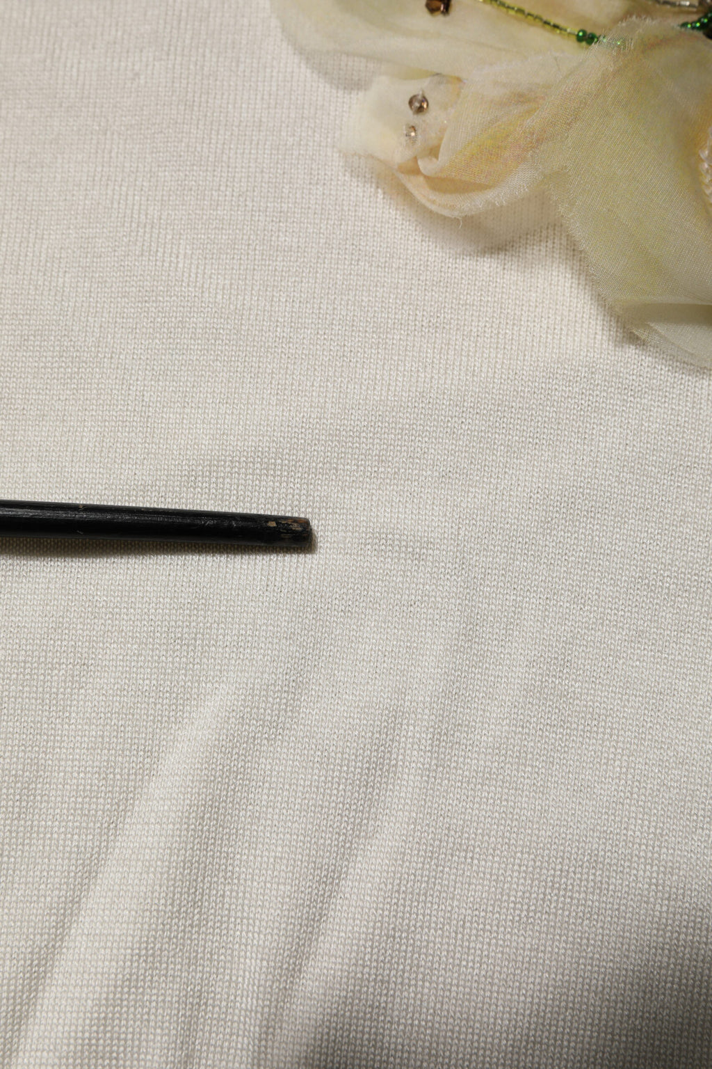 White Silk Lily Embellished Pullover Sweater