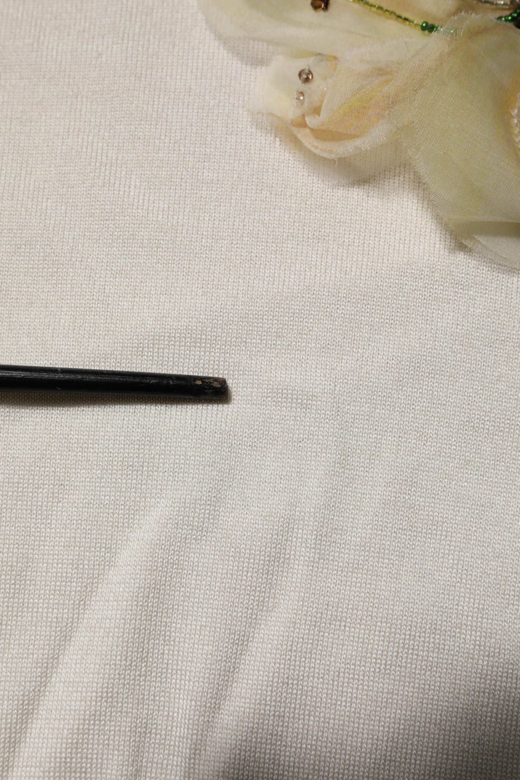 White Silk Lily Embellished Pullover Sweater