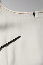 White Round Neck Short Sleeves Blouse Top