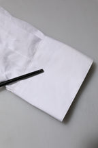 White Crystal Embellished Collared Shirt Top