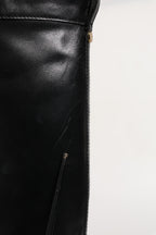 Black Leather Buckled High Boots Shoes