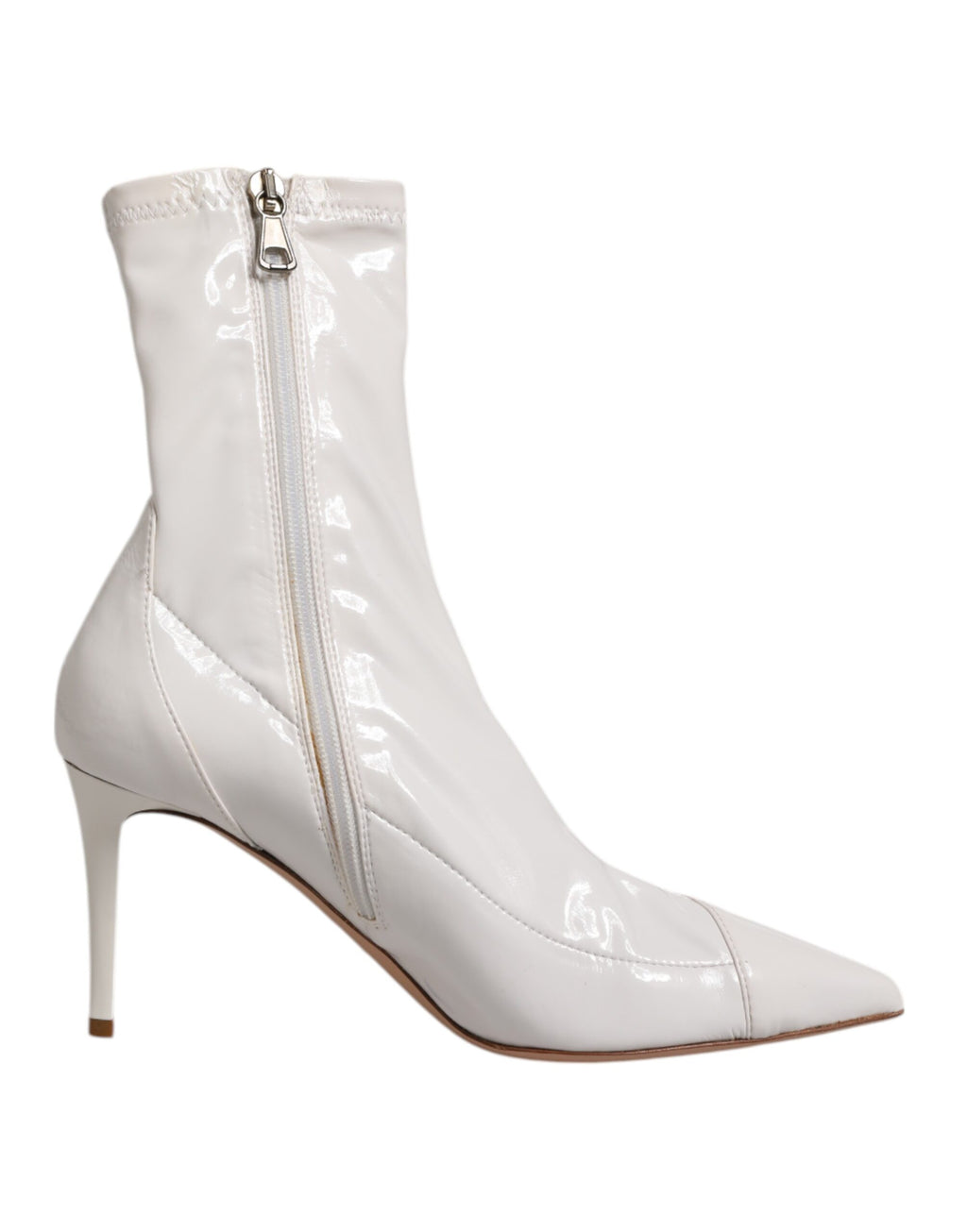 White Stiletto Heels Mid Calf Boots Shoes