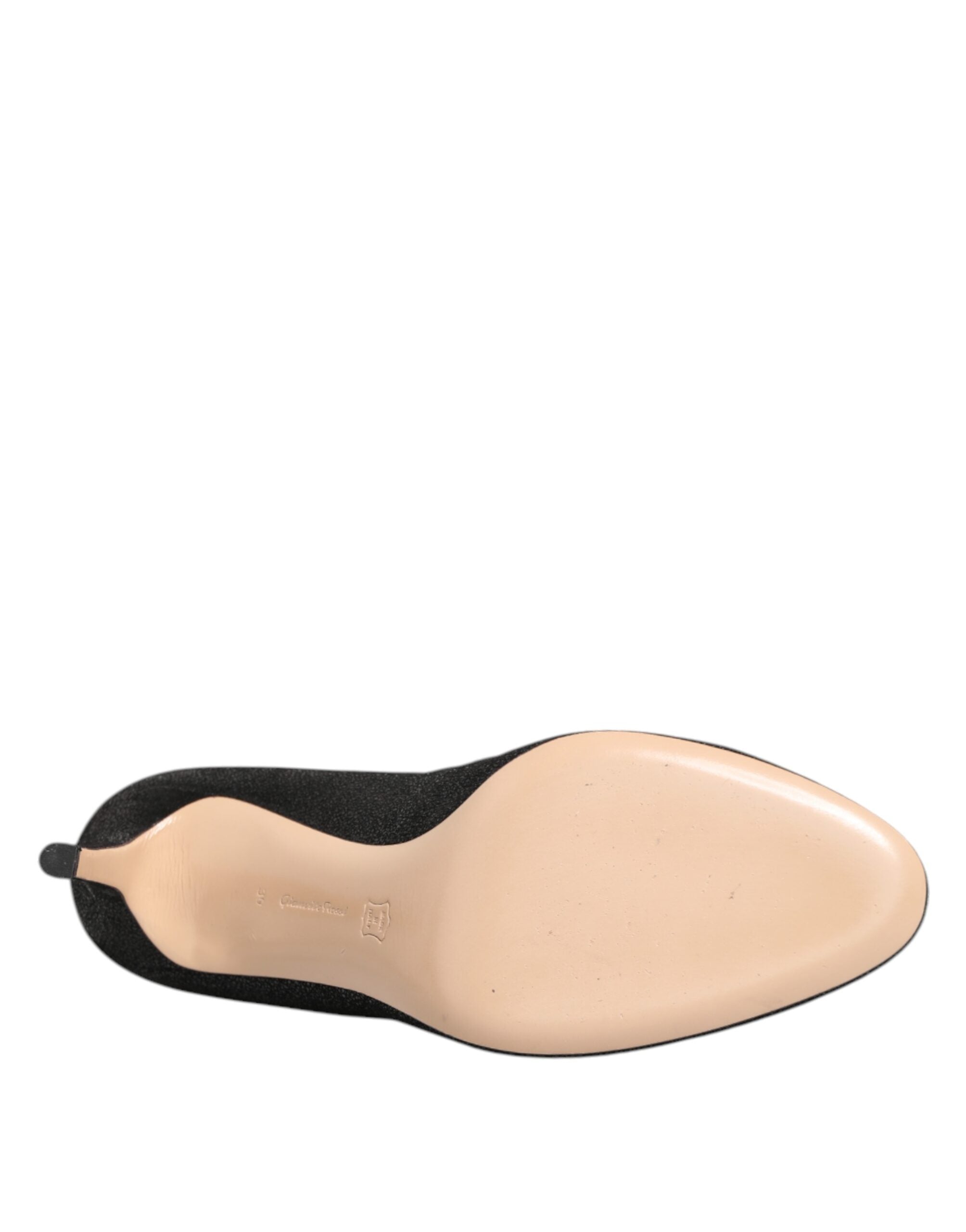 Metallic Black Pump Stiletto Heels Shoes