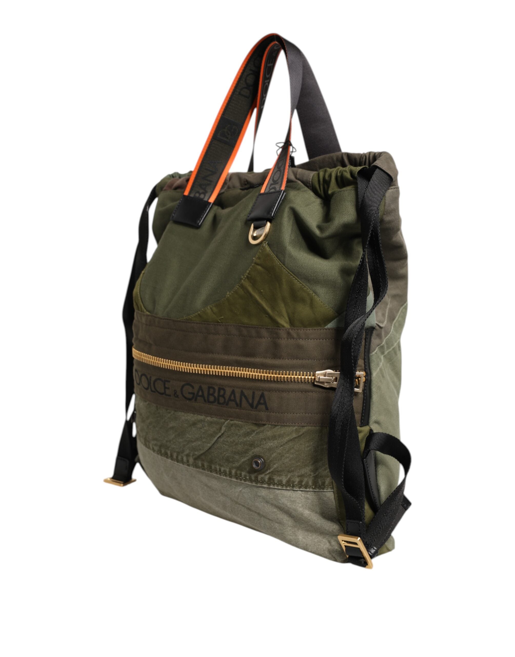 Military Green Patchwork Rucksack Backpack Bag