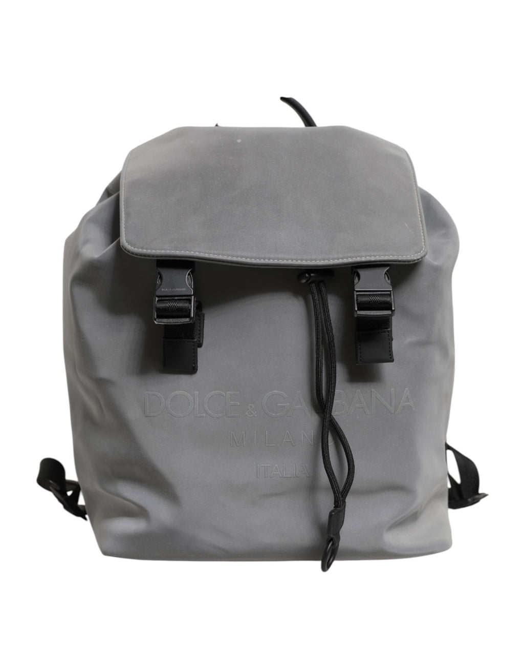 Gray Palermo Reflector Buckles Drawstring Backpack Bag